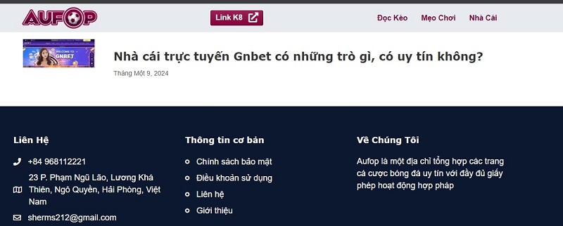 Các phương thức liên hệ của Aufop