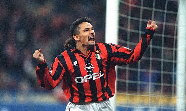 Roberto Baggio trong màu áo của AC Milan